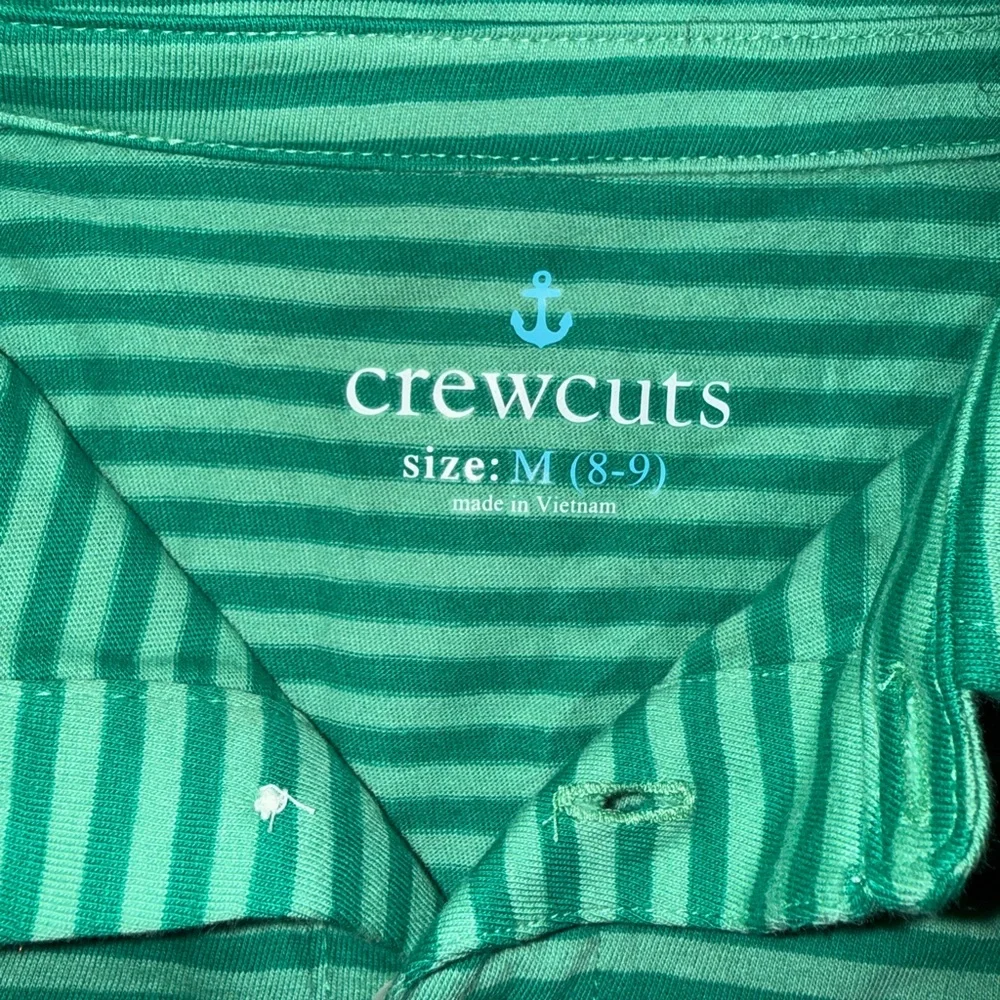 Boys J.Crew green striped Polo. (Size M) - Picture 3 of 5